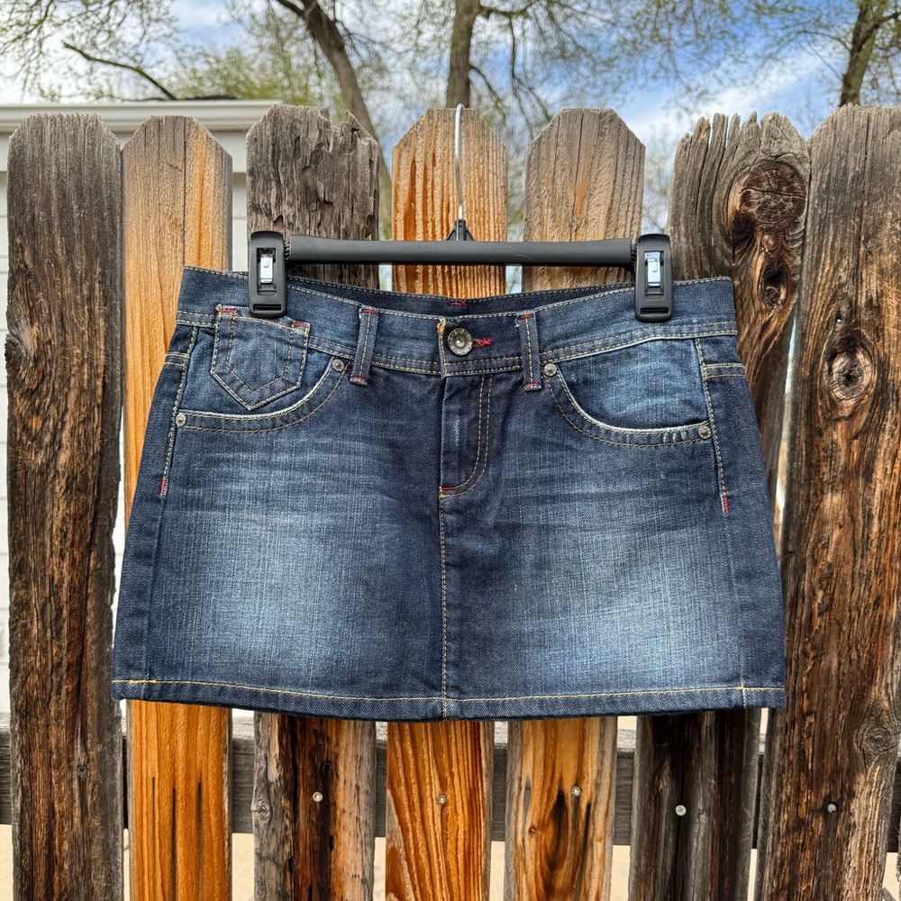 denim micro mini skirt